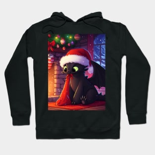 Christmas Dragon Wonderland: Festive Art Prints Featuring Whimsical Dragon Designs for a Joyful Holiday Celebration! Hoodie